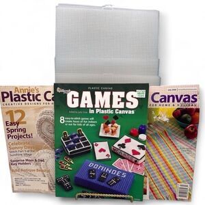 Y2K Plastic Canvas Games Needlecraft Shop Book Annies Mags Canvas Sheets Bundle